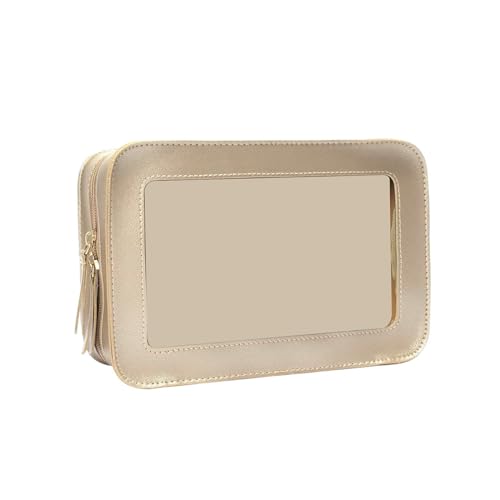 Reise Kosmetiktasche Transparent, Klare Make Up Tasche mit Reißverschluss, wasserdichte Kleine Handtasche Gold, Schminktasche für Urlaub Reisen Geschäftsreise Camping Flugzeug Reise Kosmetiktasche Transparent, Klare Make Up Tasche mit Reißverschluss, wasserdichte Kleine Handtasche Gold, Schminktasche für Urlaub Reisen Geschäftsreise Camping Flugzeug von DEARBAG