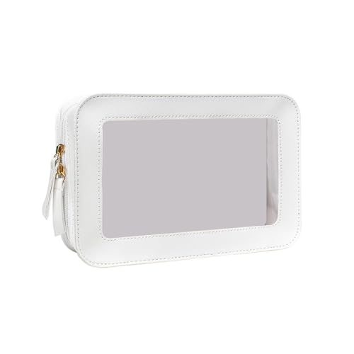 Reise Kosmetiktasche Transparent, Klare Make Up Tasche mit Reißverschluss, wasserdichte Kulturbeutel Tragbar, Kleine Handtasche Weiß, Schminktasche für Urlaub Reisen Geschäftsreise Reise Kosmetiktasche Transparent, Klare Make Up Tasche mit Reißverschluss, wasserdichte Kulturbeutel Tragbar, Kleine Handtasche Weiß, Schminktasche für Urlaub Reisen Geschäftsreise von DEARBAG