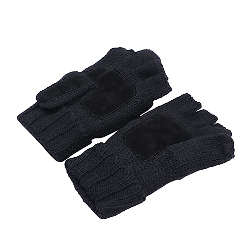 DEARMAMY 1 Paar Winter Strick Halbfingerhandschuhe Mit Handgelenkschutz Für Sport Und Training Dicke Warme Und Bequeme Strickhandschuhe Schwarz Für Gewichtheben Und Reiten von DEARMAMY