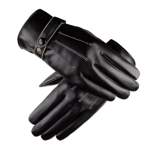 DEARMAMY 1 Paar Winterhandschuhe Herren Schwarz Touchscreen Fähig Leder Für Outdoor Aktivitäten Wie Fahren Und Radfahren Dickes Futter Ideal Für Kalte Tage Vielseitig Einsetzbar von DEARMAMY