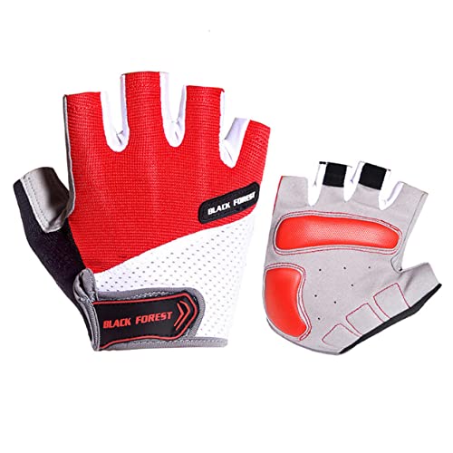 DEARMAMY 1 Paar atmungsaktive Handschuhe motorradhandschuhe Sommer Straßenhandschuhe halbfinger Handschuhe Jogging Handschuhe Unisex-Halbfingerhandschuhe Unisex Fahrradhandschuhe rot von DEARMAMY