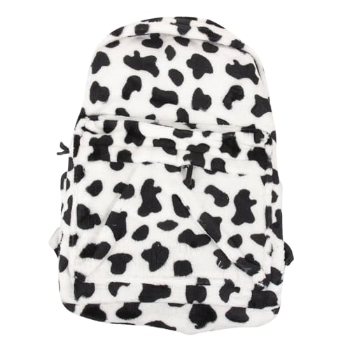 DEARMAMY 1 Stück Tasche Kuh Geldbeutel Beanie-mütze Mit Leopardenmuster Mützen Kaschmir Handy-geldbörse Outdoor-Rucksack Rucksack Mit Großer Kapazität Reiserucksack Plüsch Weiß von DEARMAMY