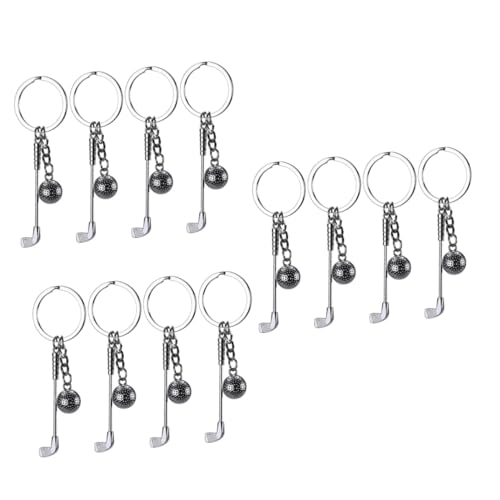 DEARMAMY 12 STK Schlüsselanhänger Sport-Schlüsselring-Souvenir Golfbälle Schlüsseldekor schlusselringen Golf Accessories Kleiner Golfball-Anhänger Gastgeschenke Zinklegierung Silver von DEARMAMY