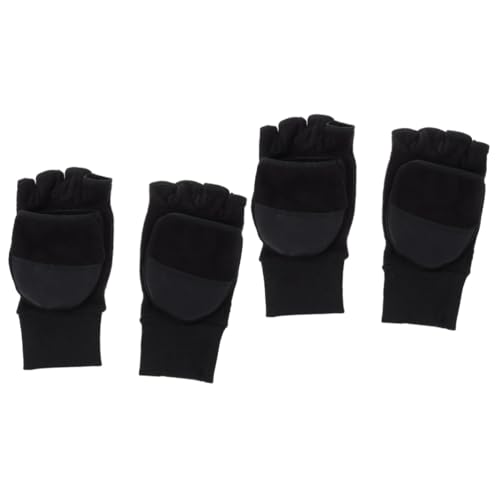 DEARMAMY 2 Paar Halbfinger Flip Handschuhe Ski Fäustlinge Winter Warme Touch Handschuhe Herren Ski Handschuhe Thermische Fingerabdeckung Warme Outdoor Handschuhe Warme Fäustlinge von DEARMAMY