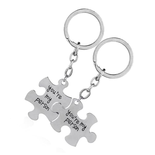 DEARMAMY 2St Puzzle-Schlüsselanhänger Schlüsselanhänger für Paare Auto schlüsselanhänger schultüte bürotasche Key Puzzle-Schlüsseldekoration Schlüsselanhängerhalter Rostfreier Stahl Silver von DEARMAMY