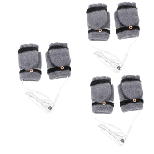 DEARMAMY 3 Paare Heizhandschuhe Skelett-Handschuhe Handschuhe Männer Handschuhwärmer Pannensicher beheizbare Handschuhe USB beheizte Handschuhe Skihandschuhe Winterhandschuhe Plüsch Grey von DEARMAMY