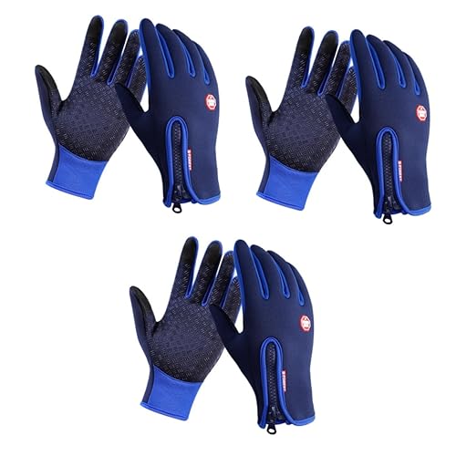 DEARMAMY 3 Paare wasserdichte Handschuhe fahrradhandschuhe Skihandschuhe Touch Screen Gloves warme Handschuhe Touchscreen-Handschuhe Reithandschuhe Outdoor-Handschuhe Winterhandschuhe Blue von DEARMAMY