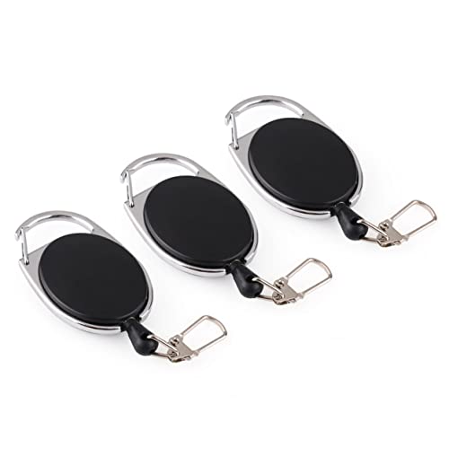 DEARMAMY 3St Abzeichen Karabiner Schlüsselanhänger LEDs Leuchtmittel photostickomni schlüsselablage Key fob schlusselanhanger einziehbarer Abzeichenclip Ausziehbarer Ausweishalter Black von DEARMAMY