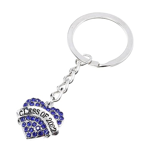 DEARMAMY Abschluss Schlüsselanhänger Herz-Charm-anhänger Abschluss-schlüsselanhänger Taschenanhänger Herz-Charm-Ring Abschluss-schlüsselhalter Schlüsselkreis Blue Zinklegierung von DEARMAMY