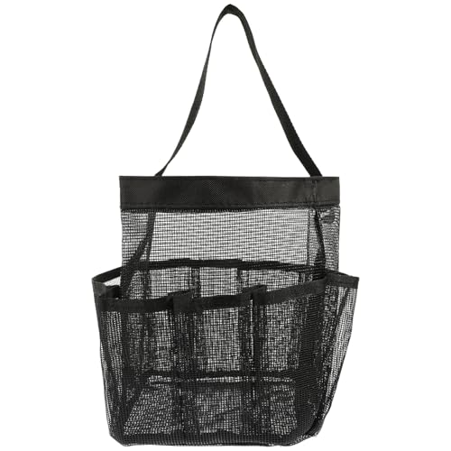 DEARMAMY Aufbewahrungstasche hängende Kosmetiktasche transparente Rucksäcke für Erwachsene Dusche Nasse Tasche Strandtasche Handtasche tragbare Netztasche Badezimmer Duschtasche Nylon Black von DEARMAMY