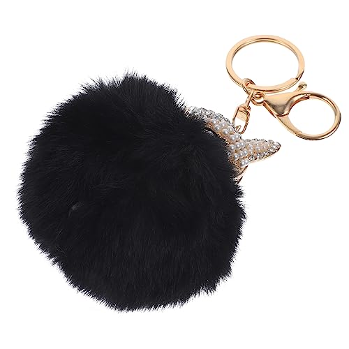 DEARMAMY Fluffiger Ball Schlüsselanhänger Mit Strass Und Perlen Für Frauen Niedliches Pelzanhänger Für Tasche Handy Oder Auto Zufällige Strassfarbe von DEARMAMY