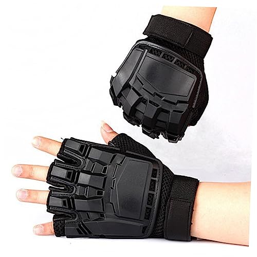 DEARMAMY Halbfinger Fahrradhandschuhe Für Herren Und Damen Atmungsaktive Stoßfeste Lederhandschuhe Schwarz Größe L Ideal Für Sport Und Fitness Perfekte Passform Für Sicheres Fahren von DEARMAMY