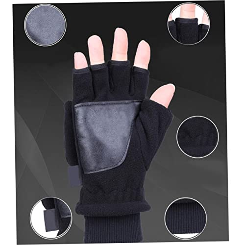 DEARMAMY Halbfinger Handschuhe Für Herren Winddichte Und Warme Outdoor Handschuhe Und Schnappverschluss Ideal Für Fitness Angeln Und Radfahren Schwarz von DEARMAMY