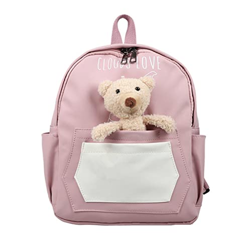 DEARMAMY Kleines ädchen Rucksack 2022 Cartoon Kindergarten Rucksack Mit üßem Bären Design Für Perfekter Begleiter Für Den Kindergarten Und Die Freizeit Pink von DEARMAMY