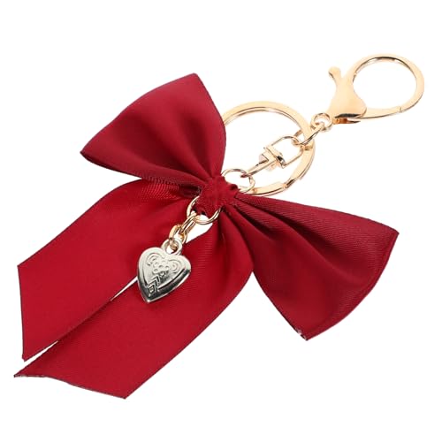 DEARMAMY Schlüsselanhänger Gürtel lächelnd Plüsch Geldbeutelverzierung Münze car Keychain car Key Chain Damen-geldbörsen Anhänger für Schlüssel Tasche Anhänger Schleife Zinklegierung rot von DEARMAMY