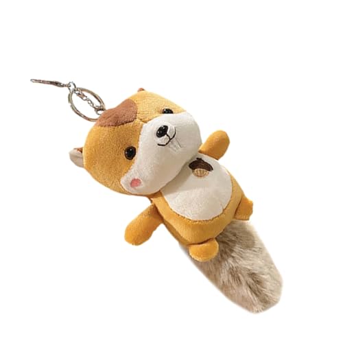 DEARMAMY Schlüsselanhänger kuschelig cutermesserser Pendants Eichhörnchen hängender Anhänger Mini-Eichhörnchen Rucksack-Hängedekoration schöner Taschenanhänger PP-Baumwollmaterial Yellow von DEARMAMY