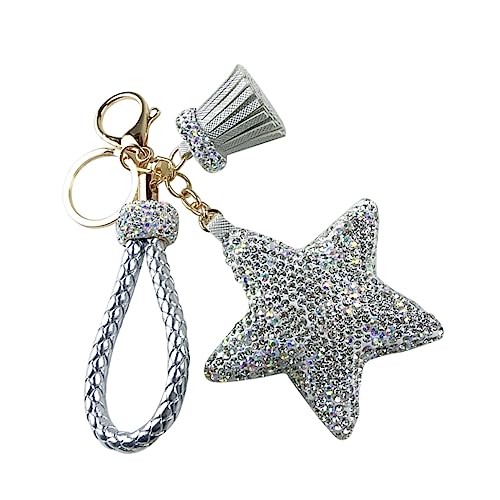 DEARMAMY Silberner Schlüsselanhänger Mit Stern-Strass Als Taschendekoration Autoschlüssel-Ornamente Kreatives Pentagramm-Design Pu- DEARMAMY Silberner Schlüsselanhänger Mit Stern-Strass Als Taschendekoration Autoschlüssel-Ornamente Kreatives Pentagramm-Design Pu- von DEARMAMY