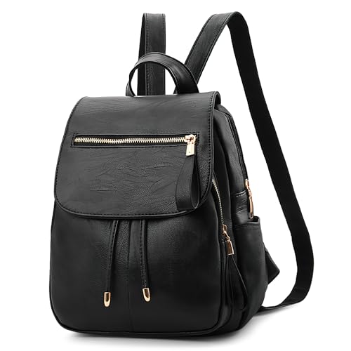 DEEVORCA Damen Mode Einfach Rucksack Lässig Arbeiten Dayback Schultertaschen Reisen Einkaufen PU Leder Wasserdicht Mittel Anti-Diebstahl Cityrucksack Mehrere Taschen Handtaschen Schwarz DEEVORCA Damen Mode Einfach Rucksack Lässig Arbeiten Dayback Schultertaschen Reisen Einkaufen PU Leder Wasserdicht Mittel Anti-Diebstahl Cityrucksack Mehrere Taschen Handtaschen Schwarz von DEEVORCA