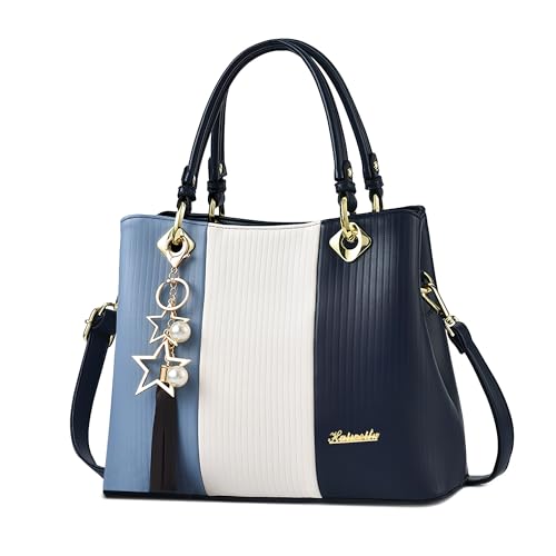 DEEVORCA Elegant Damen Handtasche Mode Umhängetasche Lässig Groß Pu Leder Wasserdicht Messenger Umhängetaschen Dating Arbeiten Party Reisen Geschäft Henkeltaschen Stern Anhänger Blau von DEEVORCA