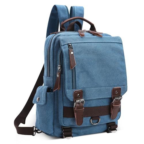 DEEVORCA Mode Herren Rucksack Canvas Schultertasche Rucksäcke für 12.9 Zoll iPad Tagesrucksack Daypacks Reisen Lässig Arbeit Schule Camping Täglich Leinwand Backpack Herren Messenger Bag Hellblau DEEVORCA Mode Herren Rucksack Canvas Schultertasche Rucksäcke für 12.9 Zoll iPad Tagesrucksack Daypacks Reisen Lässig Arbeit Schule Camping Täglich Leinwand Backpack Herren Messenger Bag Hellblau von DEEVORCA