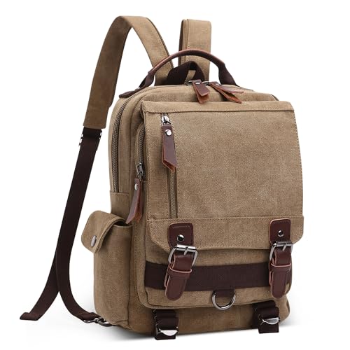 DEEVORCA Mode Herren Rucksack Canvas Schultertasche Rucksäcke für 12.9 Zoll iPad Tagesrucksack Daypacks Reisen Lässig Arbeit Schule Camping Täglich Leinwand Backpack Herren Messenger Bag Khaki DEEVORCA Mode Herren Rucksack Canvas Schultertasche Rucksäcke für 12.9 Zoll iPad Tagesrucksack Daypacks Reisen Lässig Arbeit Schule Camping Täglich Leinwand Backpack Herren Messenger Bag Khaki von DEEVORCA