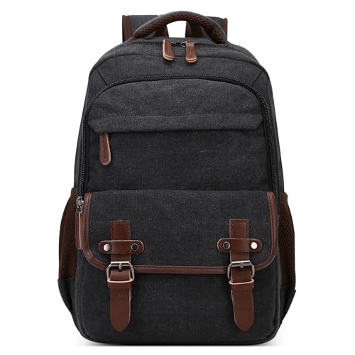DEEVORCA Retro Rucksack Herren Elegant Groß Kapazität Tagesrucksack für 15 Zoll Laptop mit Griff Mehrere Taschen Schulrucksack Reisen Lässig Arbeit Camping Täglich Leinwand Herren Backpack Schwarz DEEVORCA Retro Rucksack Herren Elegant Groß Kapazität Tagesrucksack für 15 Zoll Laptop mit Griff Mehrere Taschen Schulrucksack Reisen Lässig Arbeit Camping Täglich Leinwand Herren Backpack Schwarz von DEEVORCA