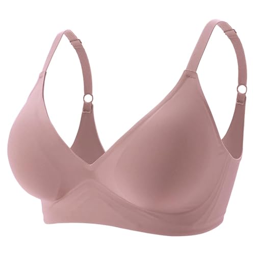 DEEYIN BHs für Damen und Damen, nahtlos, kabellos, abnehmbar, gepolstert, einteiliger BHs, kabelloser Komfort, Rosa, Größe M von DEEYIN