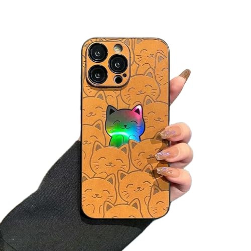 DEEYIN Cat Phone Case Luxury Cartoon Cat Phone Case for iPhone 11 PRO Max 12 13 14 15 PRO Max 14 Leather Camera Lens Case von DEEYIN