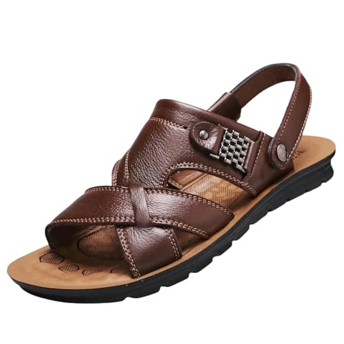 DEEYIN Hausschuhe Große Größe Herren Kunstleder Sandalen Sommer Herren Hausschuhe Herren Bequeme Outdoor Walkingschuhe von DEEYIN