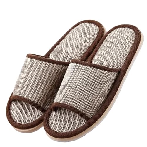 DEEYIN Sommer-Slipper aus Leinen, für Damen und Herren, Hausschuhe, Sommer, Damen, stumme Hausschuhe, Rose36 37 von DEEYIN