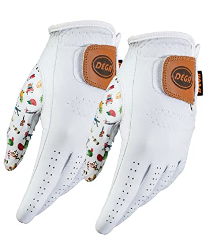 DEGA Golfhandschuhe für Herren, 100% Cabretta-Leder, für Linkshänder, Daumen, Bedruckt (L, Good Times) von DEGA