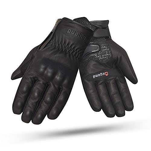 DEGEND INDUS | Winter Motorradhandschuhe Herren - Atmungsaktive Leder Motorrad Handschuhe Herr mit Futter, Schwarz, XXL von DEGEND