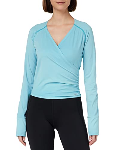 DEHA Damen Yoga Wrap T Shirt, Blue Mist, M EU DEHA Damen Yoga Wrap T Shirt, Blue Mist, M EU von DEHA