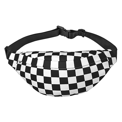 Schwarz und weiß karierte Bauchtaschen für Damen und Herren, leicht, verstellbare Hüfttasche, Umhängetasche, Reise-Gürteltasche für Workout, Laufen, Schwarz , Einheitsgröße Schwarz und weiß karierte Bauchtaschen für Damen und Herren, leicht, verstellbare Hüfttasche, Umhängetasche, Reise-Gürteltasche für Workout, Laufen, Schwarz , Einheitsgröße von DEHIWI