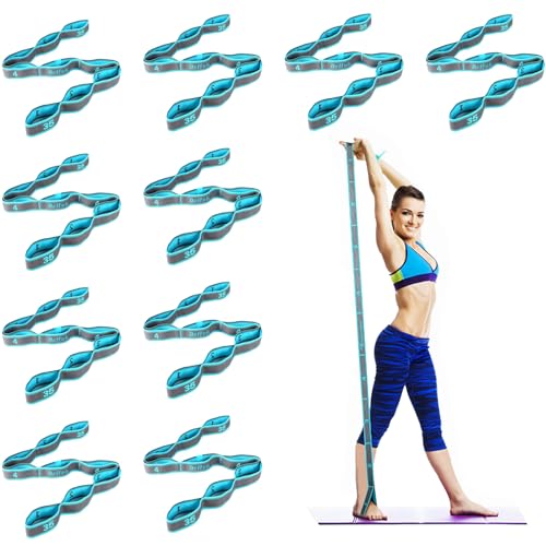 DEHUB 10 Stück Yoga Set, Yoga Stretch Gurt mit 8 Schleifen, Waschbarer, Leicht zu Tragender und Hochelastischer Gymnastik-Gur, Ideal Stretching Band für Heißes Yoga DEHUB 10 Stück Yoga Set, Yoga Stretch Gurt mit 8 Schleifen, Waschbarer, Leicht zu Tragender und Hochelastischer Gymnastik-Gur, Ideal Stretching Band für Heißes Yoga von DEHUB