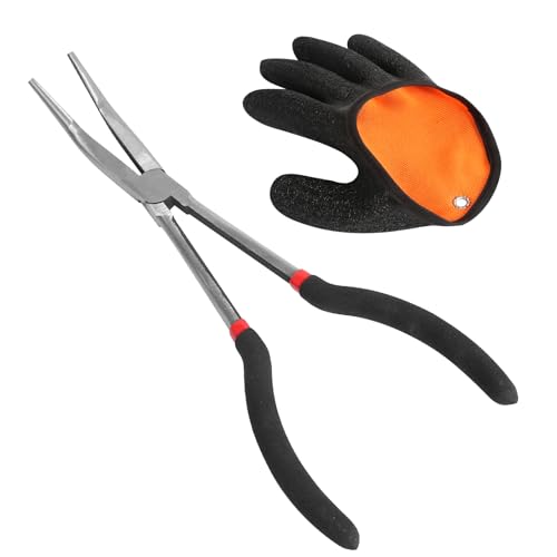 DELAESI Angelzange Gebogen 28cm Hakenlöser Angeln Hakenlösezange mit 1 Rechte Hand Angelhandschuhe Lang Angel Zange Angelzubehör für Fang von Raubfischen Verwendet DELAESI Angelzange Gebogen 28cm Hakenlöser Angeln Hakenlösezange mit 1 Rechte Hand Angelhandschuhe Lang Angel Zange Angelzubehör für Fang von Raubfischen Verwendet von DELAESI