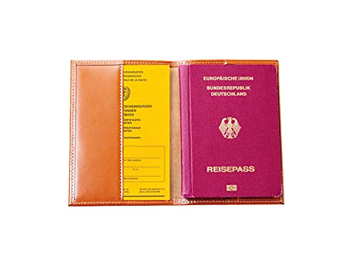 DELMON VARONE - Reisepass- und Impfpass Hülle Premium Leder Braun - Schutzhülle Etui für Ausweis, Passport, Neuer Impfausweis (93 x 130 mm) - Impfpasshülle für Erwachsene personalisiert (Handmade) von DELMON VARONE - FINE LEATHERGOODS MADE IN GERMANY