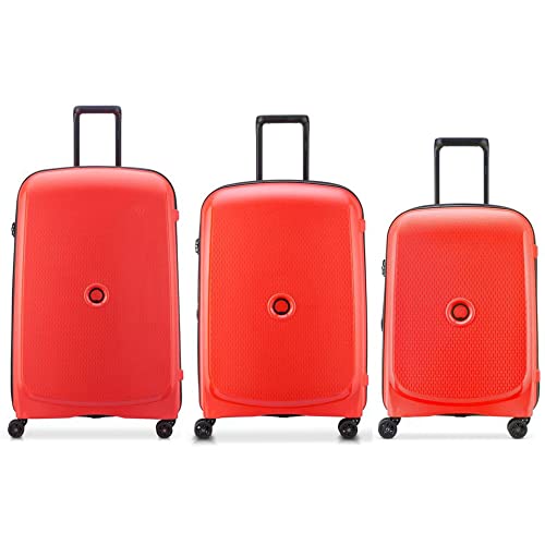 DELSEY PARIS - Belmont Plus Koffer-Set, 3 Hartschalen, Ultraleicht, Kabinen-Gepäck, 55 cm, mittelgroß, 76 cm, 82 cm, Fanrot, Fanenrot, Set de 3 valises, Starre Koffer mit 4 drehbaren Rädern von DELSEY PARIS