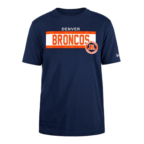 DENVER BRONCOS Unisex NFL Regular High Density Ink Screenprint Front Graphic Original Team Color T-Shirt, Navy, S EU von DENVER BRONCOS