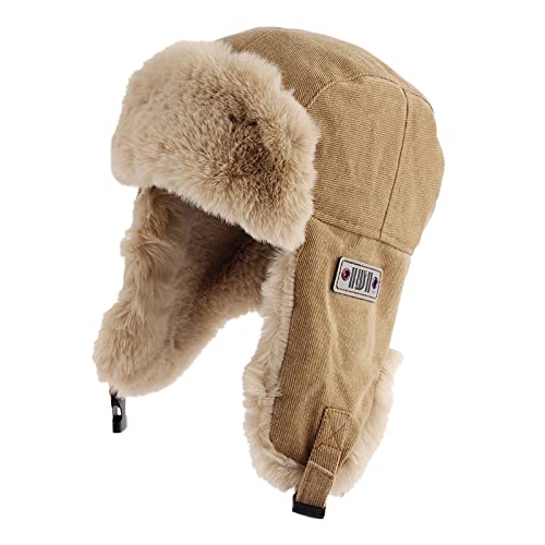 DEPAJA Russische Mütze Pilot Wintermütze Outdoor Russische Mütze Damenmütze Pilot Herren Шапка Ушанка Warm Bomber Trapper Ushanka,Khaki,56-60Cm DEPAJA Russische Mütze Pilot Wintermütze Outdoor Russische Mütze Damenmütze Pilot Herren Шапка Ушанка Warm Bomber Trapper Ushanka,Khaki,56-60Cm von DEPAJA