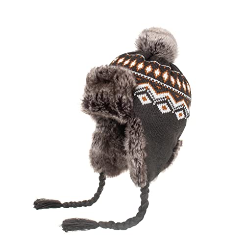 DEPAJA Russische Mütze Wintermütze Russische Bombermützen Für Damen Herren Warme Schneemütze Mit Fell Winddicht Strickenearflap Trapper Outdoor Cap, Grau, Einheitsgröße von DEPAJA