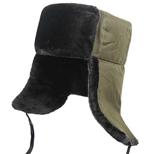 Russische Mütze Ushanka-Mütze Für Herren Mit Ohrenklappen, Damen-Wintermütze, Warme Bomber-Kunstpelz-Russische Mützen Für Damen, Ski-Schnee-Hüte, Grün, Schwarz, Einheitsgröße Russische Mütze Ushanka-Mütze Für Herren Mit Ohrenklappen, Damen-Wintermütze, Warme Bomber-Kunstpelz-Russische Mützen Für Damen, Ski-Schnee-Hüte, Grün, Schwarz, Einheitsgröße von DEPAJA