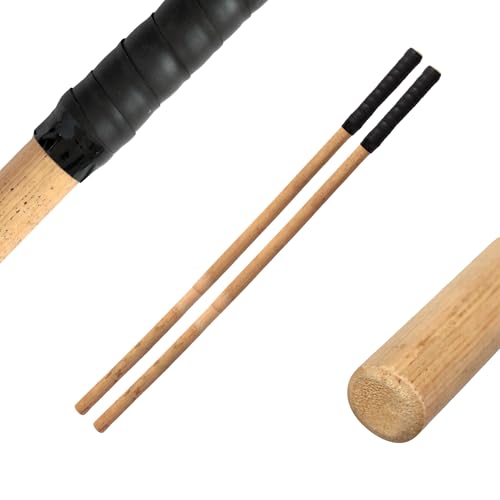 DEPICE Escrima Stick Premium Rattan - ungeschält, Ledergriff, 2er Pack, ca. 68 cm lang, extra schmal, nur ca. 20-24 mm im Durchmesser, ca. 120 g, Escrima, Selbstverteidigung, Arnis Kali von DEPICE