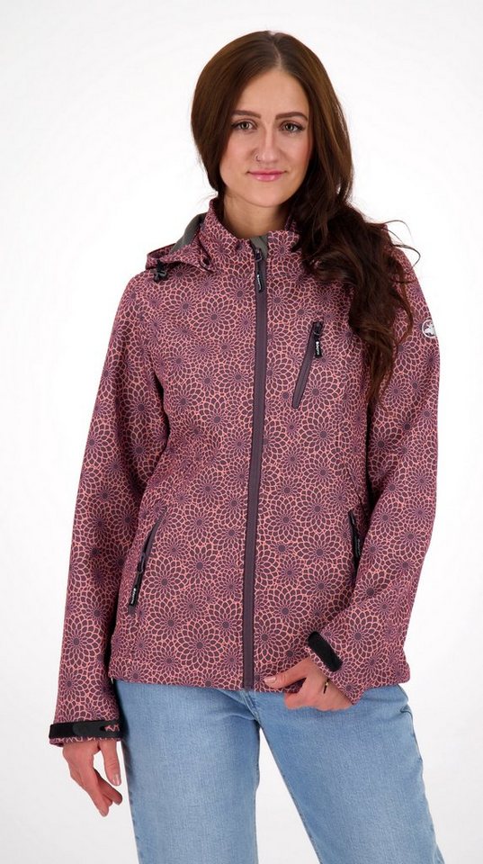 DEPROC Active Softshelljacke SHELBY PEAK DC leichte Softshelljacke mit All-Over-Print und abnehmbarer Kapuze von DEPROC Active