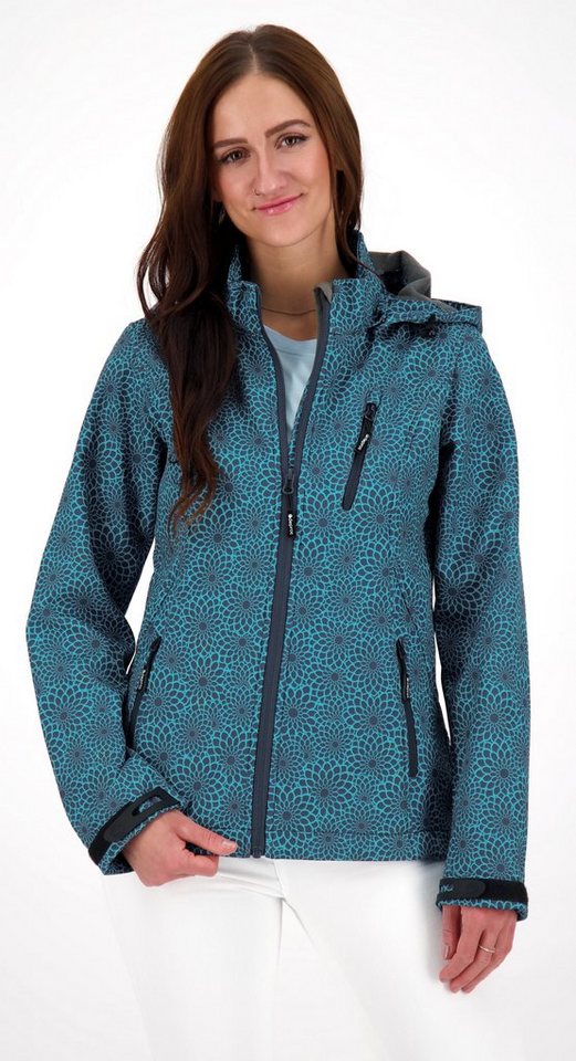 DEPROC Active Softshelljacke SHELBY PEAK DC leichte Softshelljacke mit All-Over-Print und abnehmbarer Kapuze von DEPROC Active