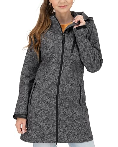 Deproc Active Damen Softshellmantel mit abnehmbarer Kapuze Übergangsjacke Kurzmantel SHELBY LONG von DEPROC-Active