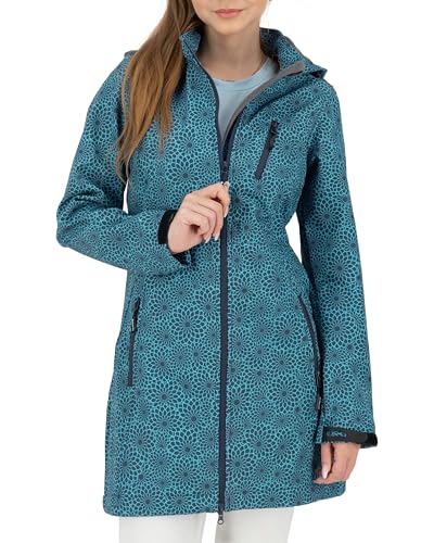 Deproc Active Damen Mit Abnehmbarer Kapuze Übergangsjacke Kurzmantel Shelby Long Softshellmantel, Navy, 38 EU von DEPROC-Active