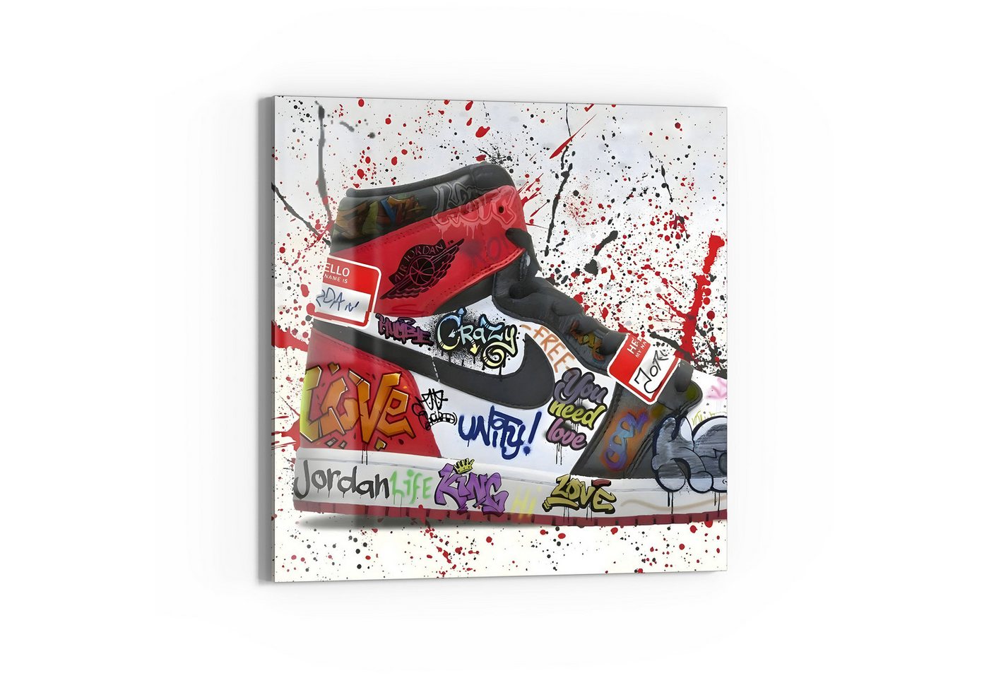 DEQOART Glasbild 'Graffiti-Sneaker Szene', 'Graffiti-Sneaker Szene', Glas Wandbild Bild schwebend modern DEQOART Glasbild 'Graffiti-Sneaker Szene', 'Graffiti-Sneaker Szene', Glas Wandbild Bild schwebend modern von DEQOART