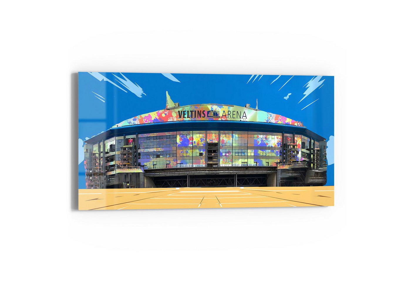 DEQOART Glasbild 'Stadion Schalke 04', 'Stadion Schalke 04', Glas Wandbild Bild schwebend modern von DEQOART