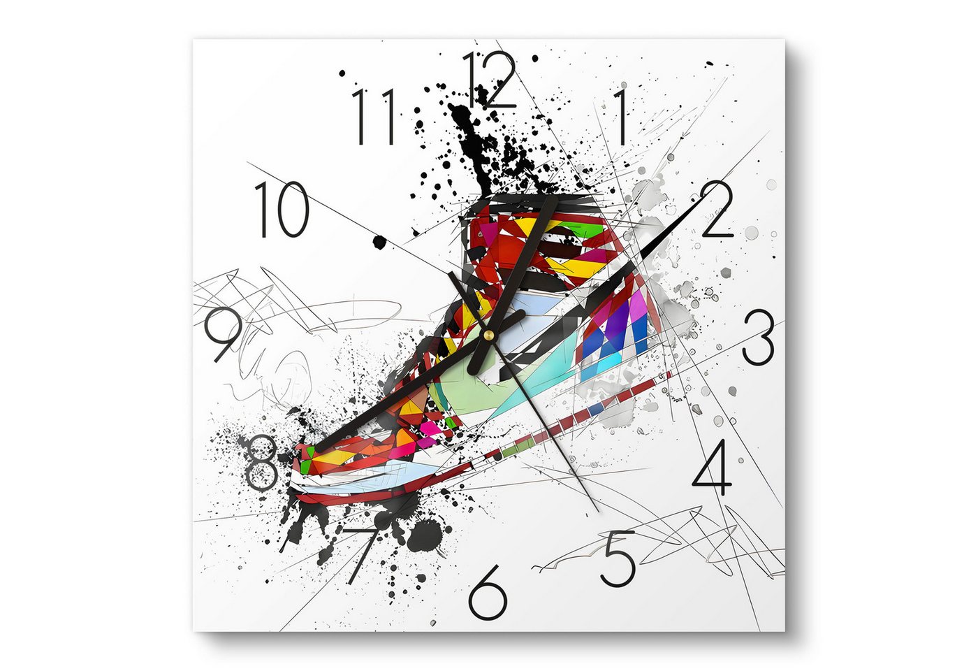 DEQOART Wanduhr 'Urbaner Sneaker Rausch' (Glas Glasuhr modern Wand Uhr Design Küchenuhr) von DEQOART